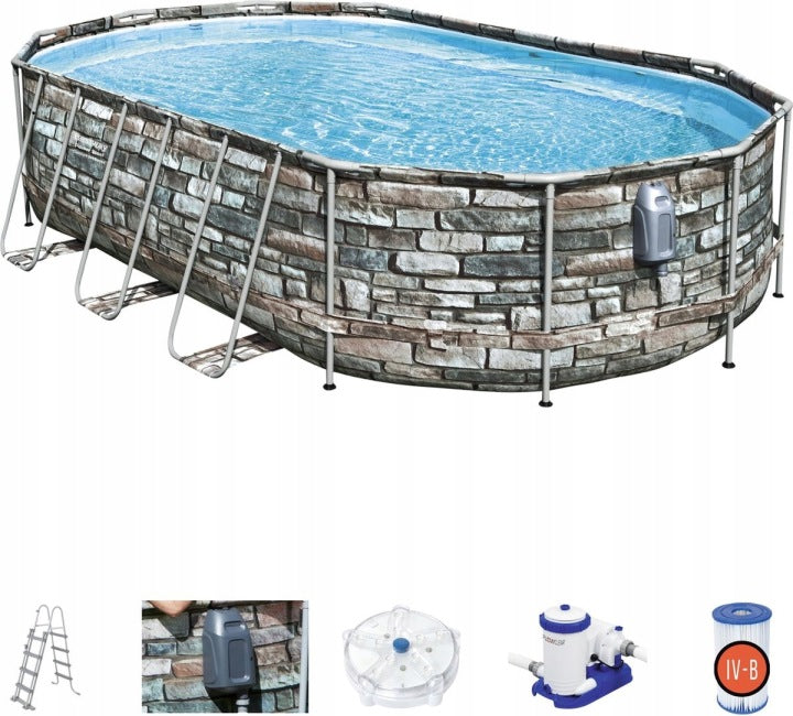 Framed Pool BESTWAY 610x366x122cm Comfort JET SPA LED Ladder Pump