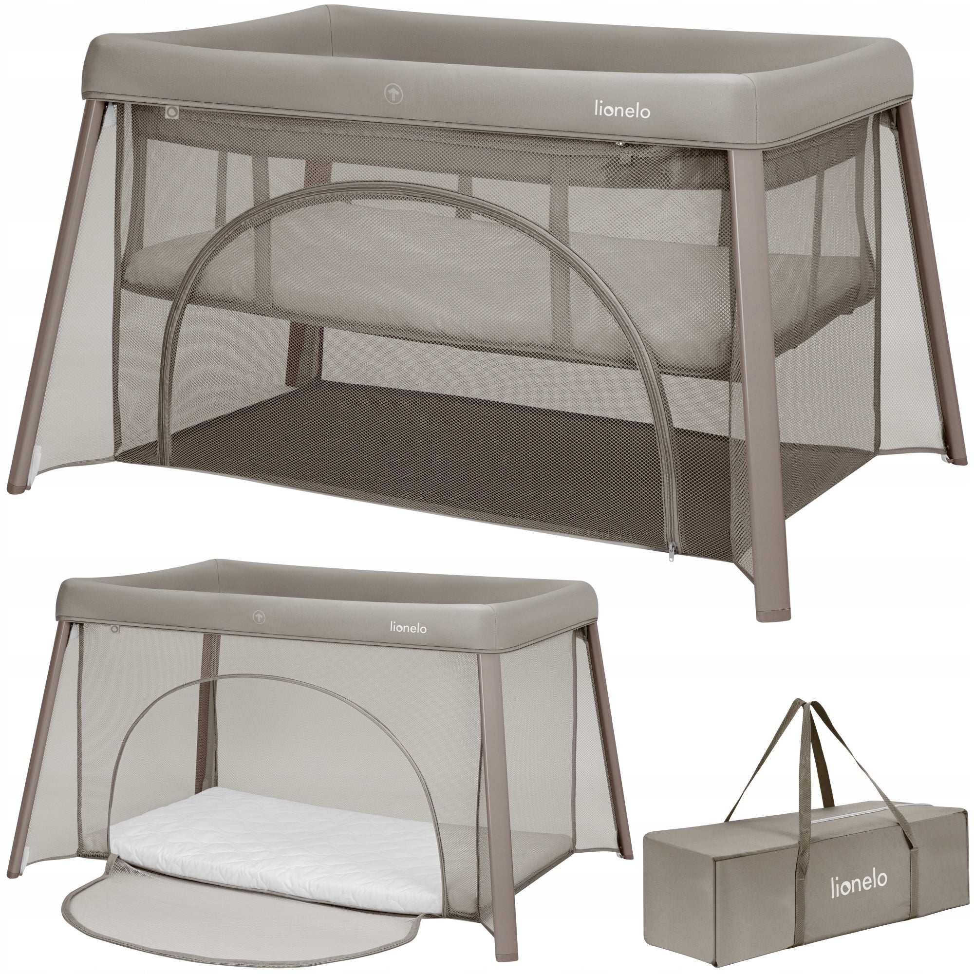 Freestanding travel cot 2in1 light folding Lionelo Mila Packaging status original