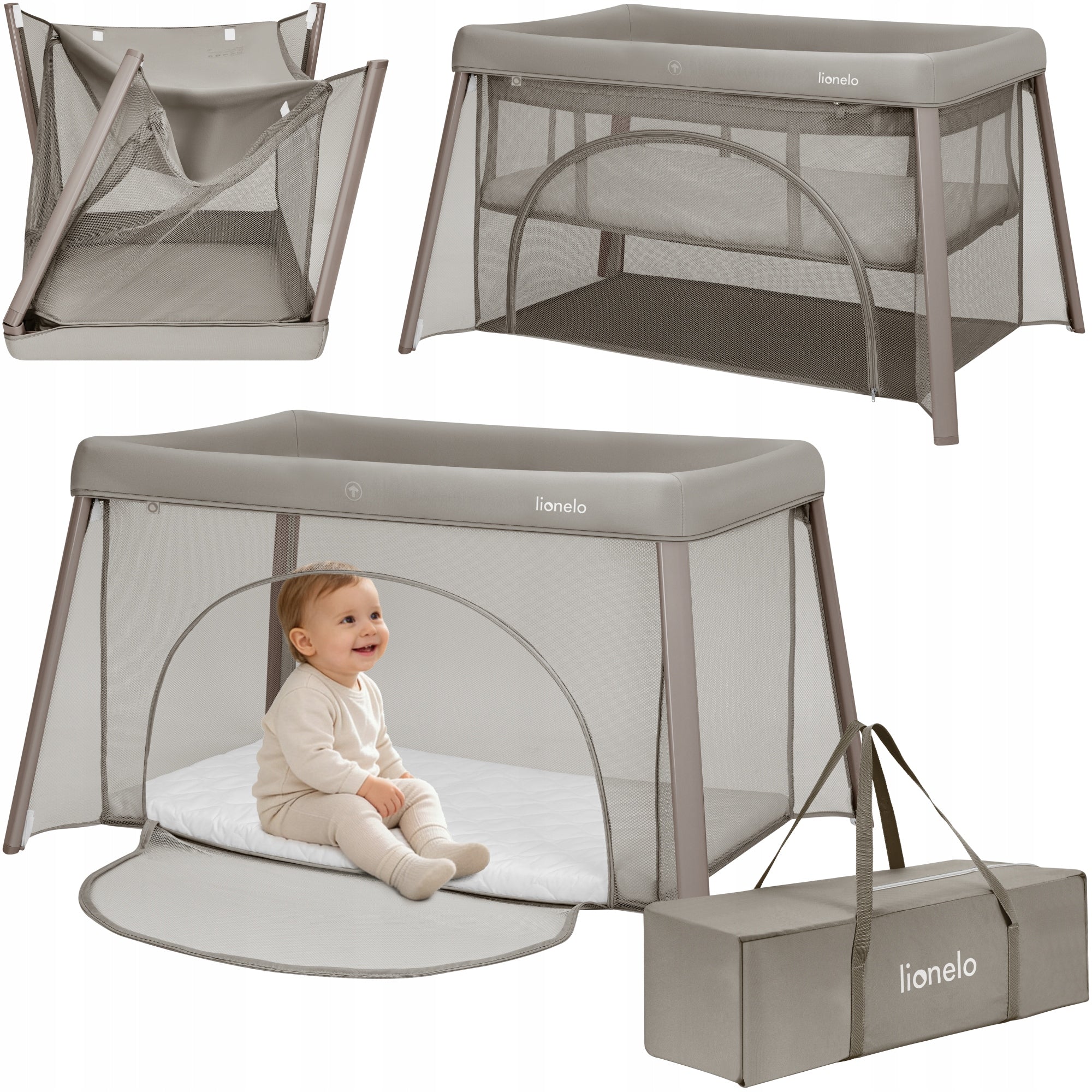 Freestanding travel cot 2in1 light folding Lionelo Mila