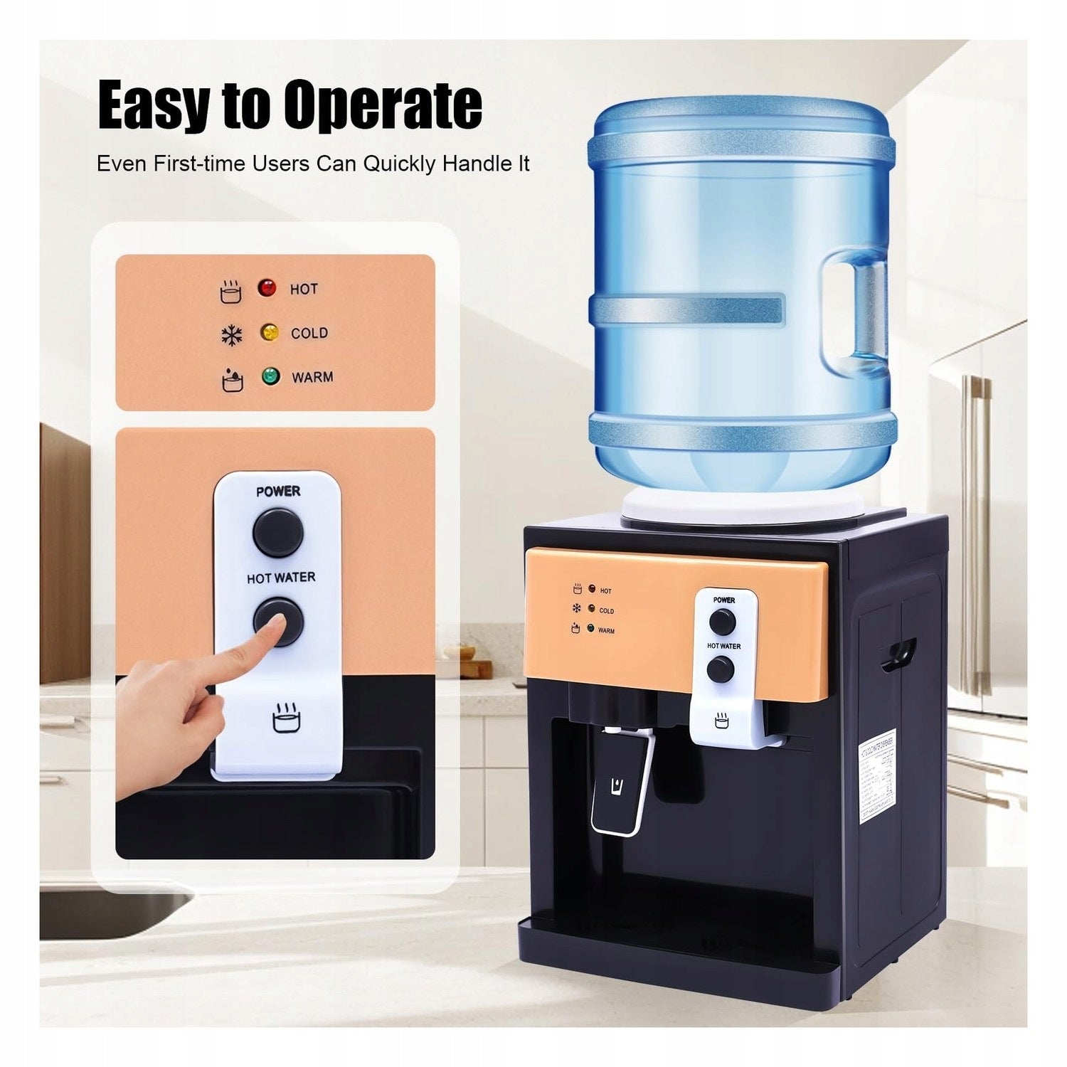 Freestanding water dispenser - cooling and heating function - gold Brand no brand