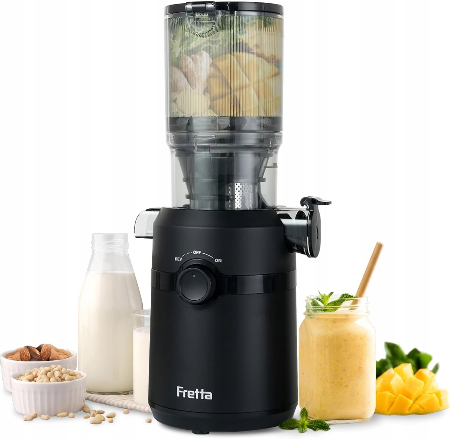 Fretta Cold Press 200W Slow Juicer Hole 108 mm1 Liter Black