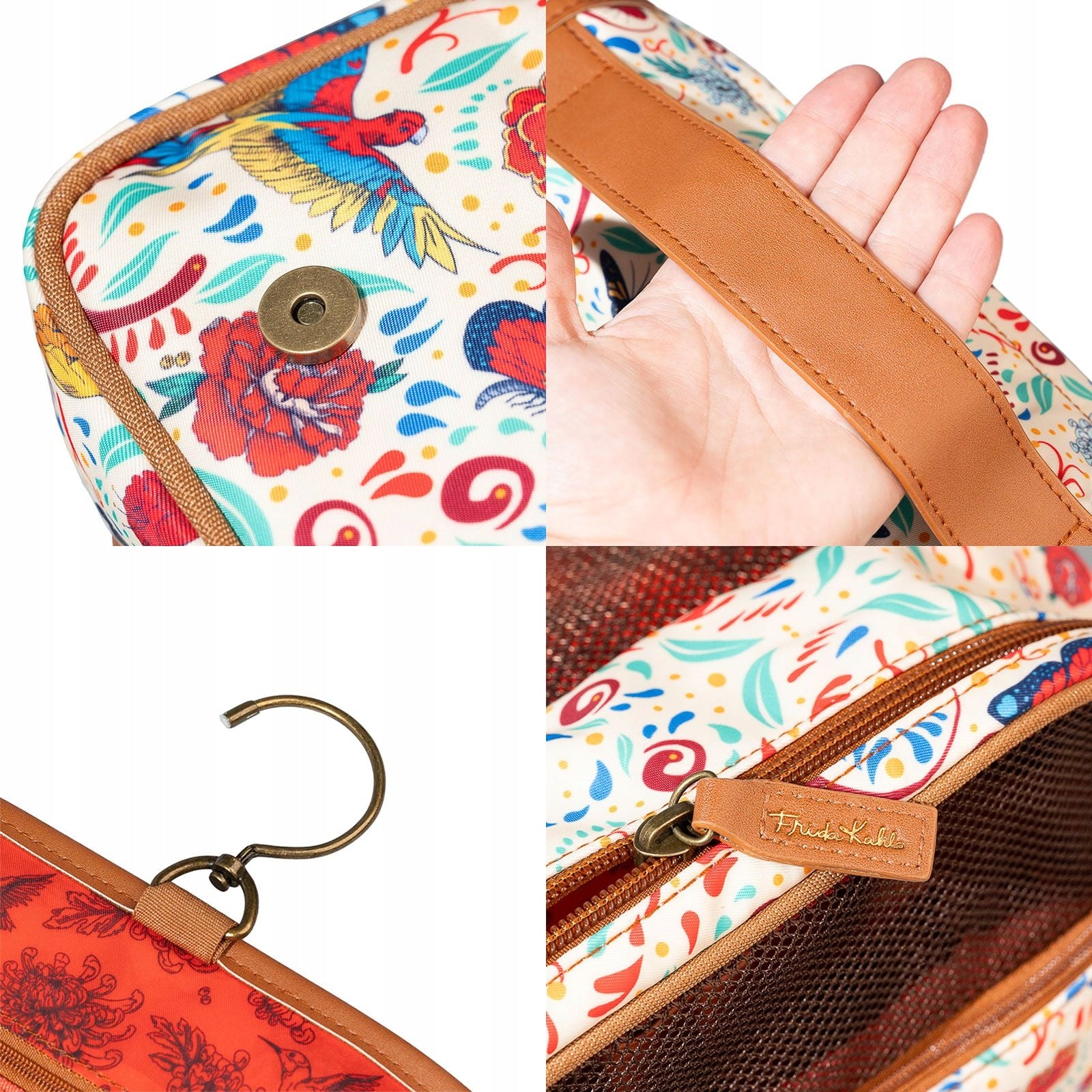 Frida Kahlo Women's Cosmetic Bag Hanging Travel Tourist with Handle Packaging status original
