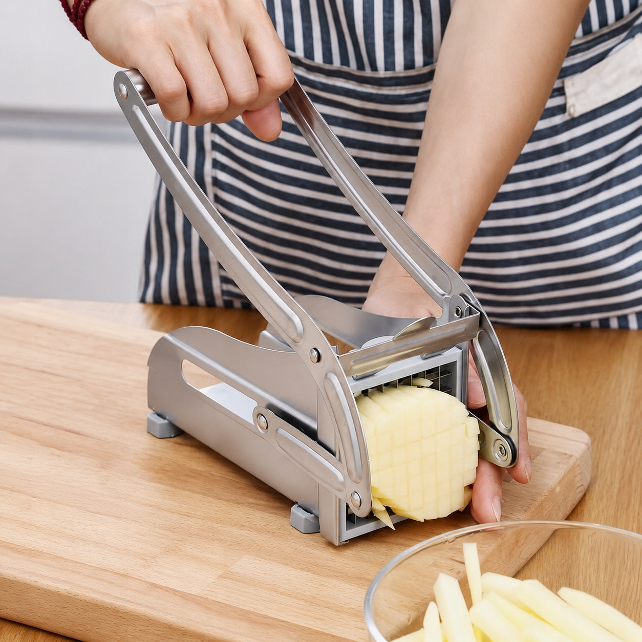 Fries Slicer Potato Machine Handheld Stainless Steel 2 Blades Packaging status original