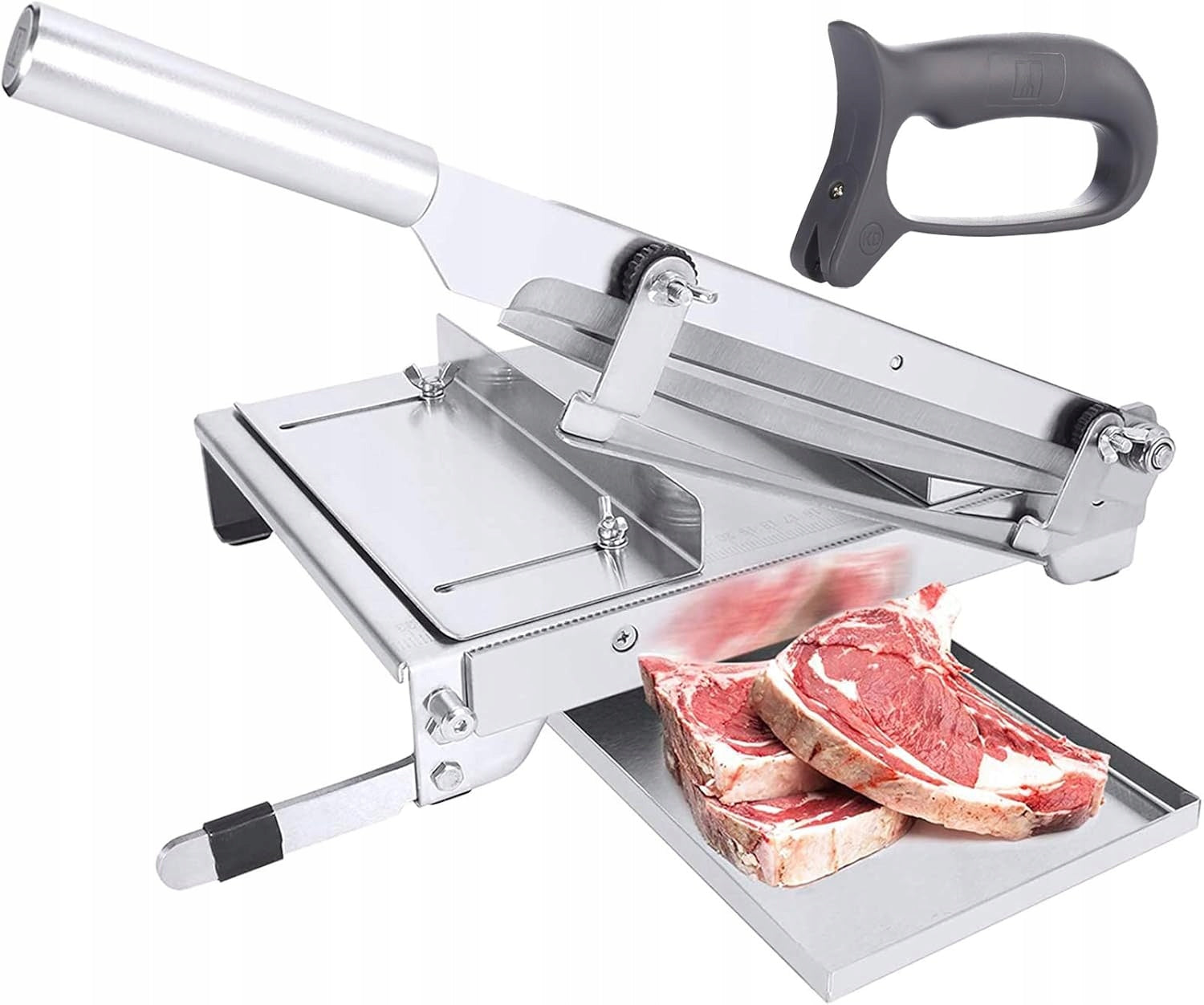 Frozen Meat Guillotine Slicer Double Blade Stainless Steel Packaging status original