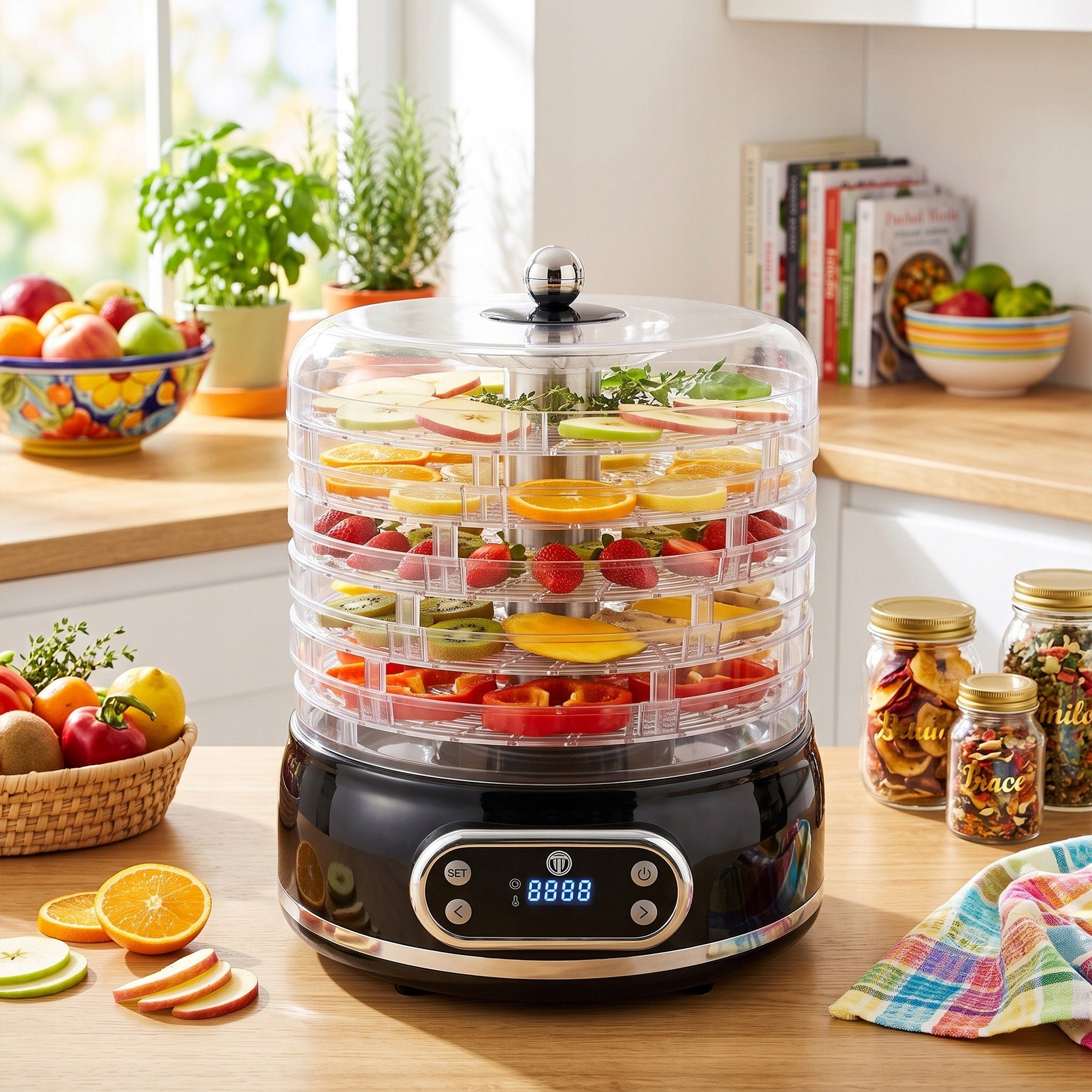Fruit Mushroom Dryer Vegetable 5 Sit 500W 5 10L Lcd Timer 35-70C Black Brand no brand