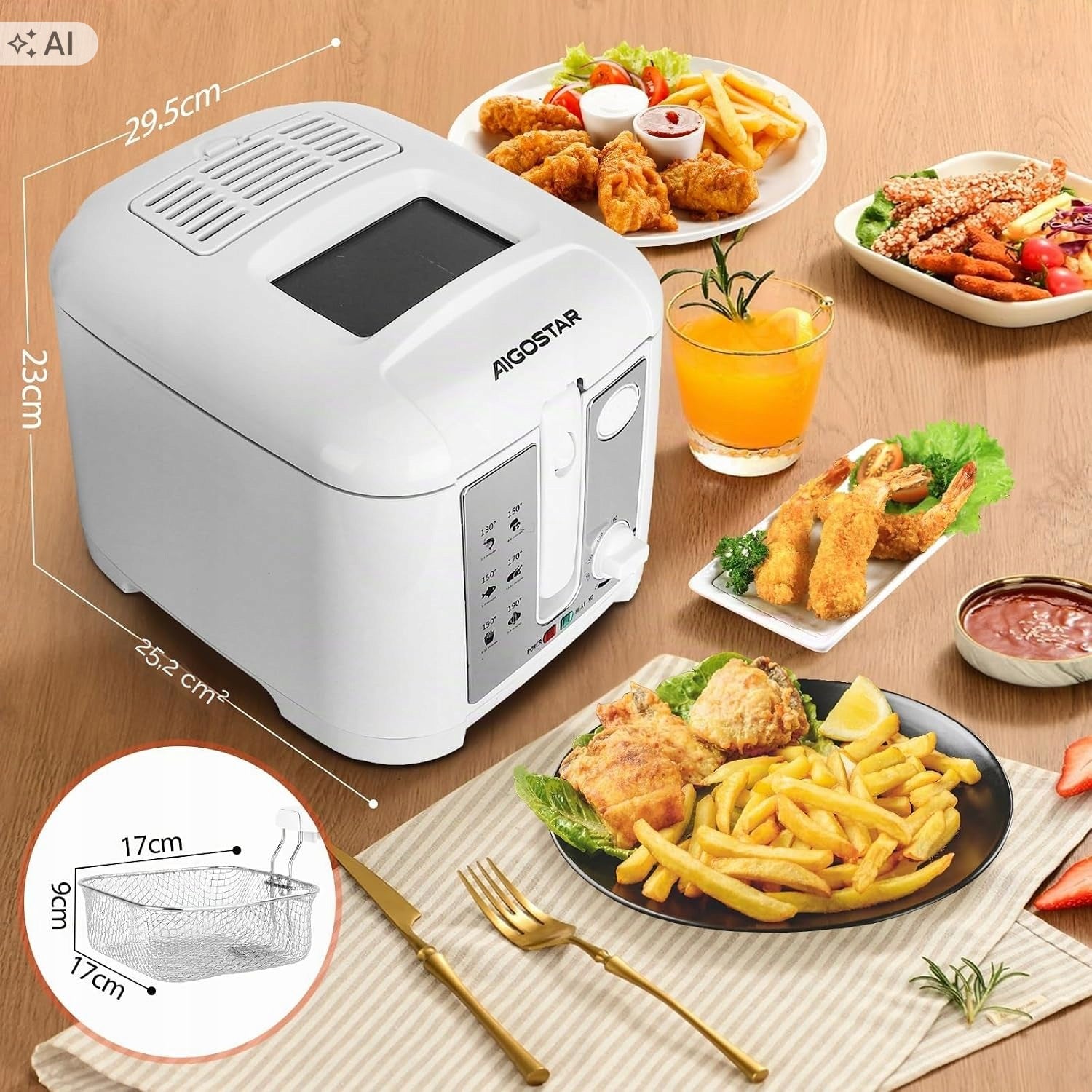 Fryer Aigostar white oil 1650W 2.5L with temperature control Brand Aigostar