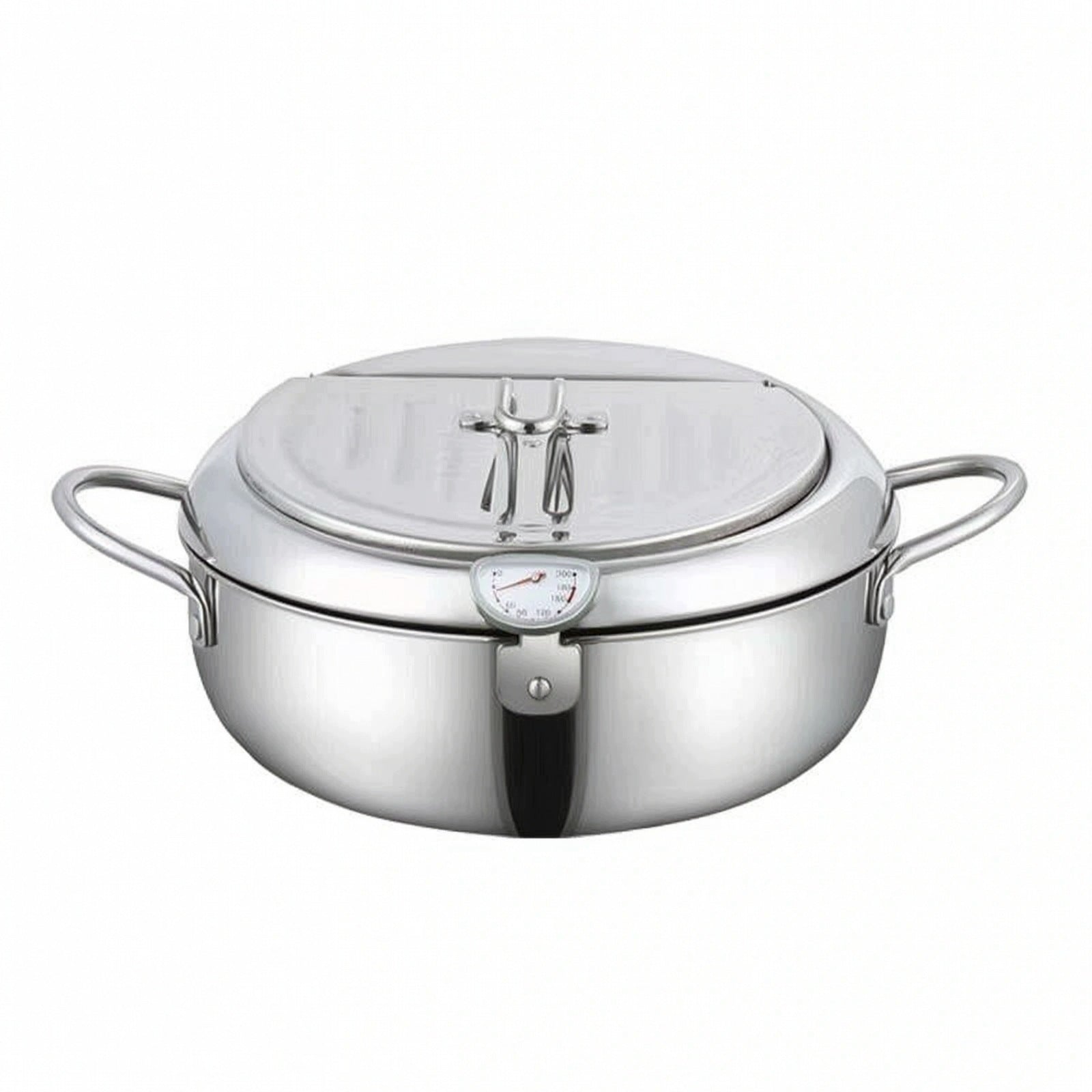 Frying Pot with Thermometer 304 Stainless Steel Japanese Deep Frying Pot