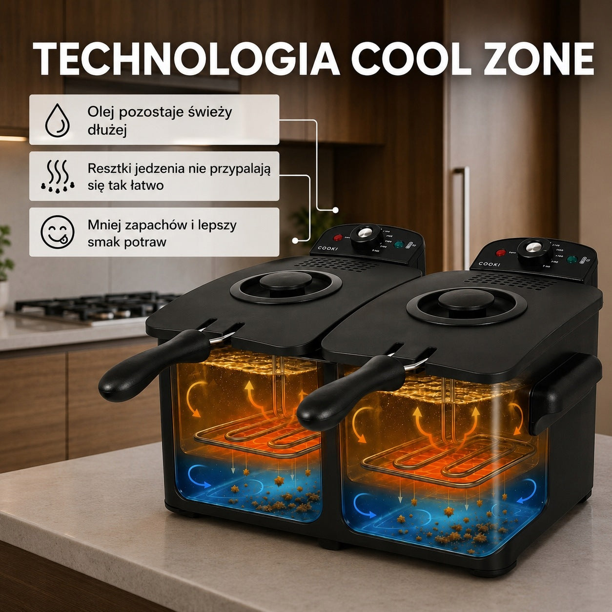 Frytkownica Elektryczna Podwójna COOK-IT 2 x 3L, 2 x 2000W Packaging status original