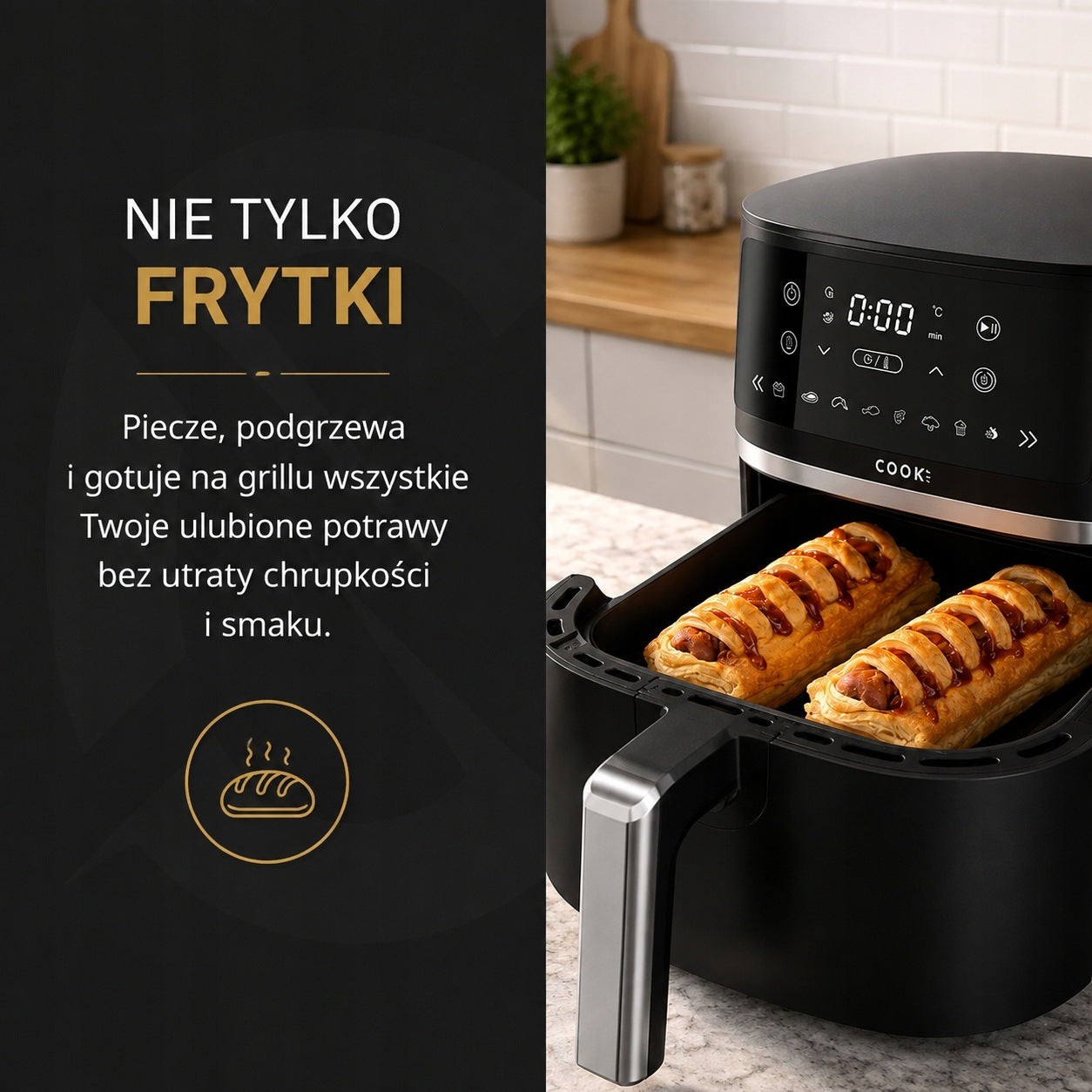 Frytkownica beztłuszczowa COOK-IT 6L na gorące powietrze, 1600 W Manufacturer code 272