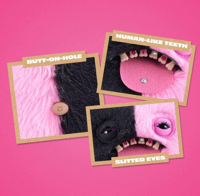 Fuggler Baddies Wide Eyed Weirdo Plush ZURU Pink Black 22 cm Brand ZURU