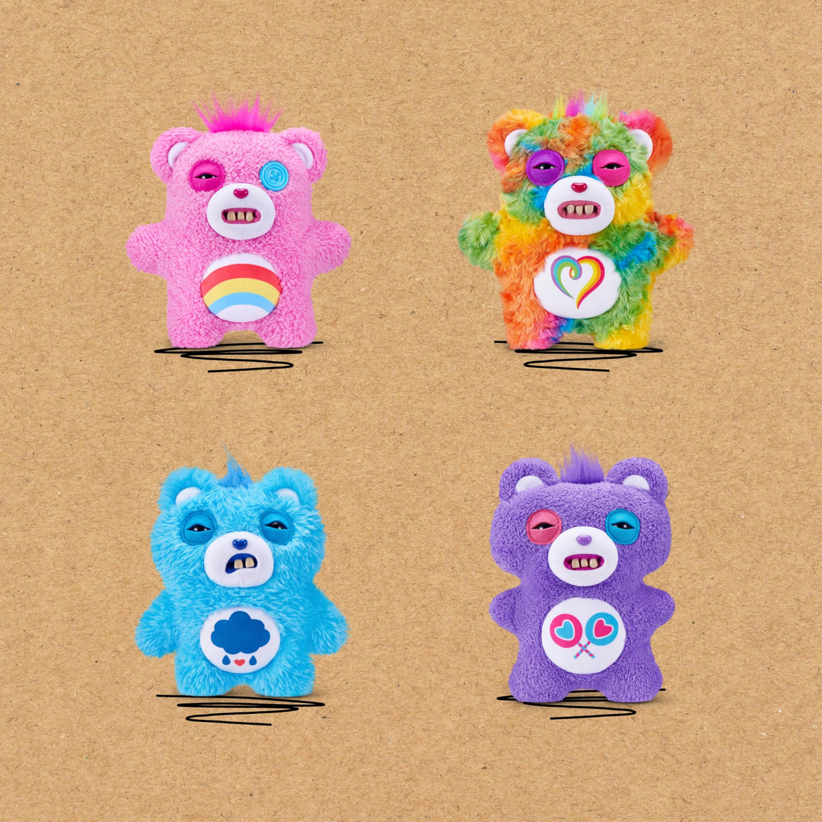 Fuggler Care Bears Cheer Bear Caring Bears Plush 22 cm ZURU Brand Fuggler