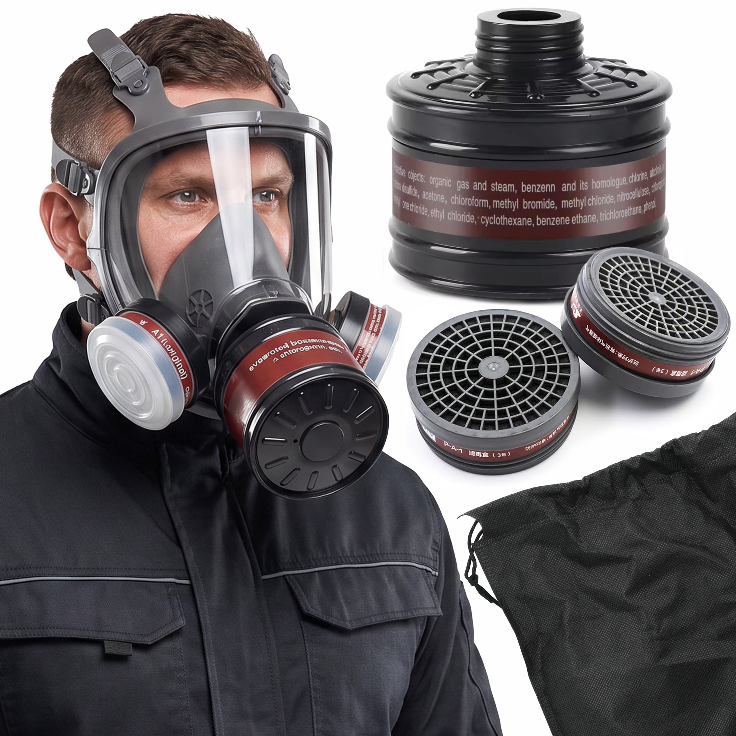 Full Face Gas Protective Mask MS80 Filters Cover