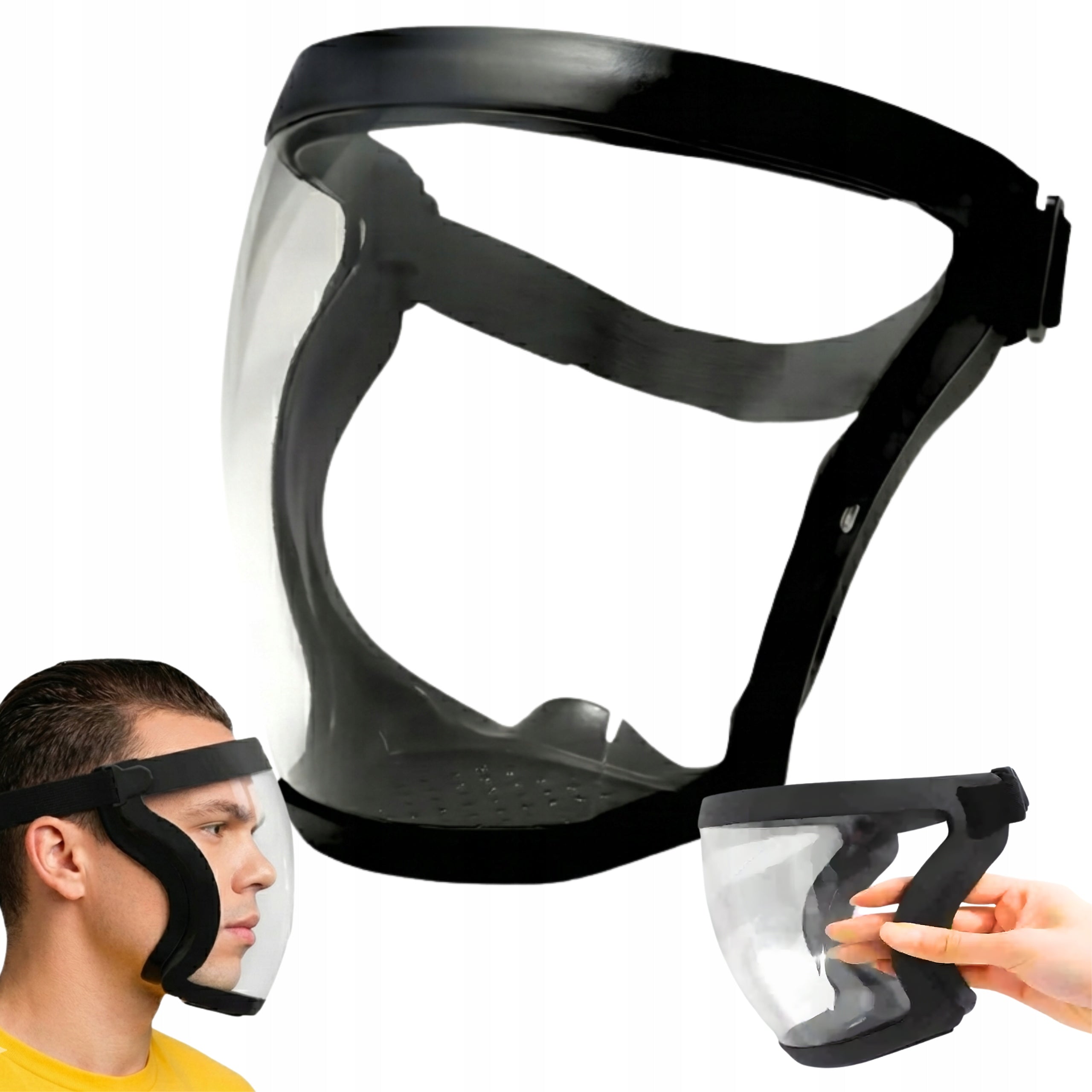 Full Face Mask Protective Helmet for Grinding Black Adjustable Health and Safety