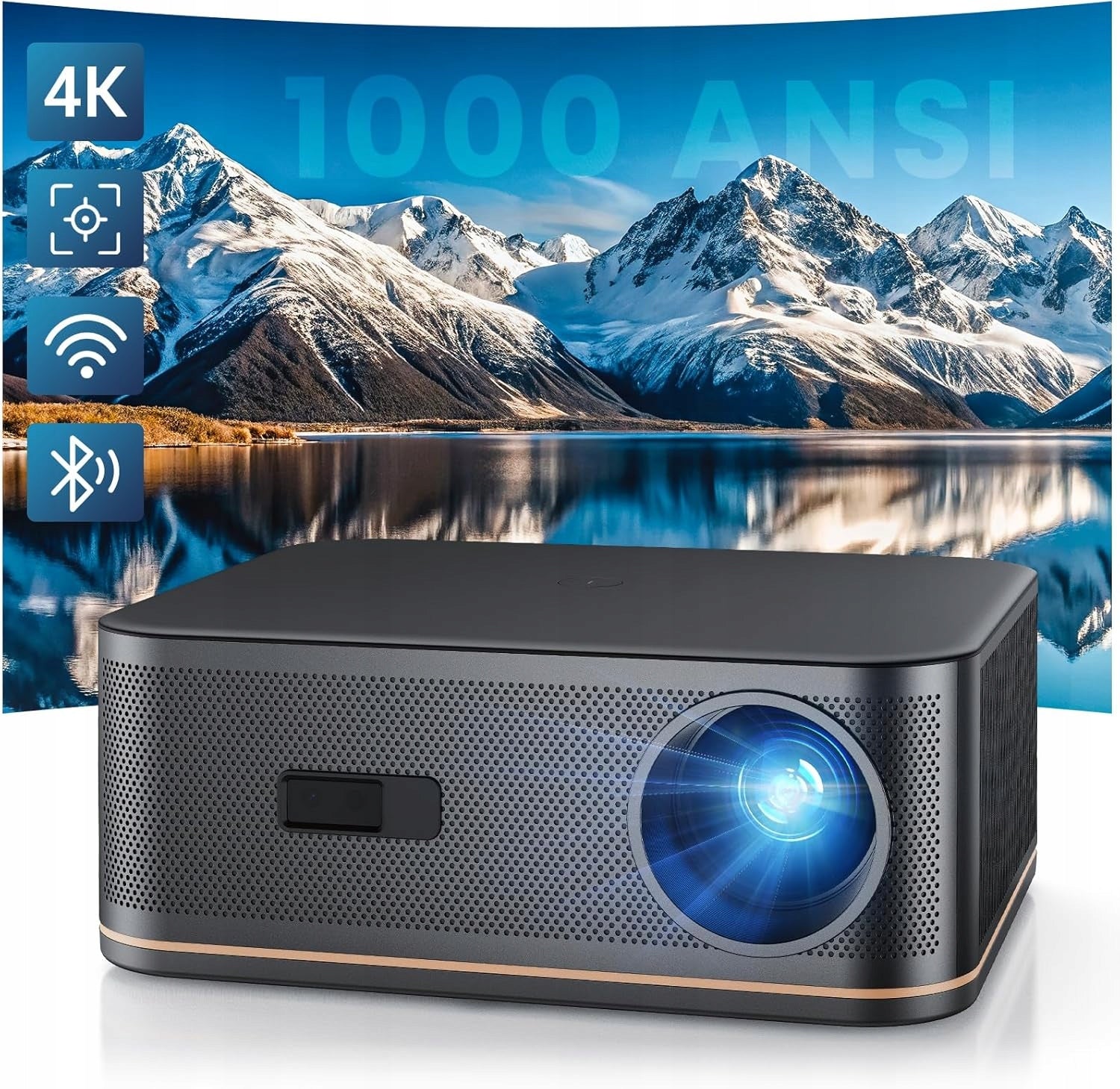 Full HD 4K BLUETOOTH LED Projector 1000ANSI WI-FI HOPVISION JQ820 Black