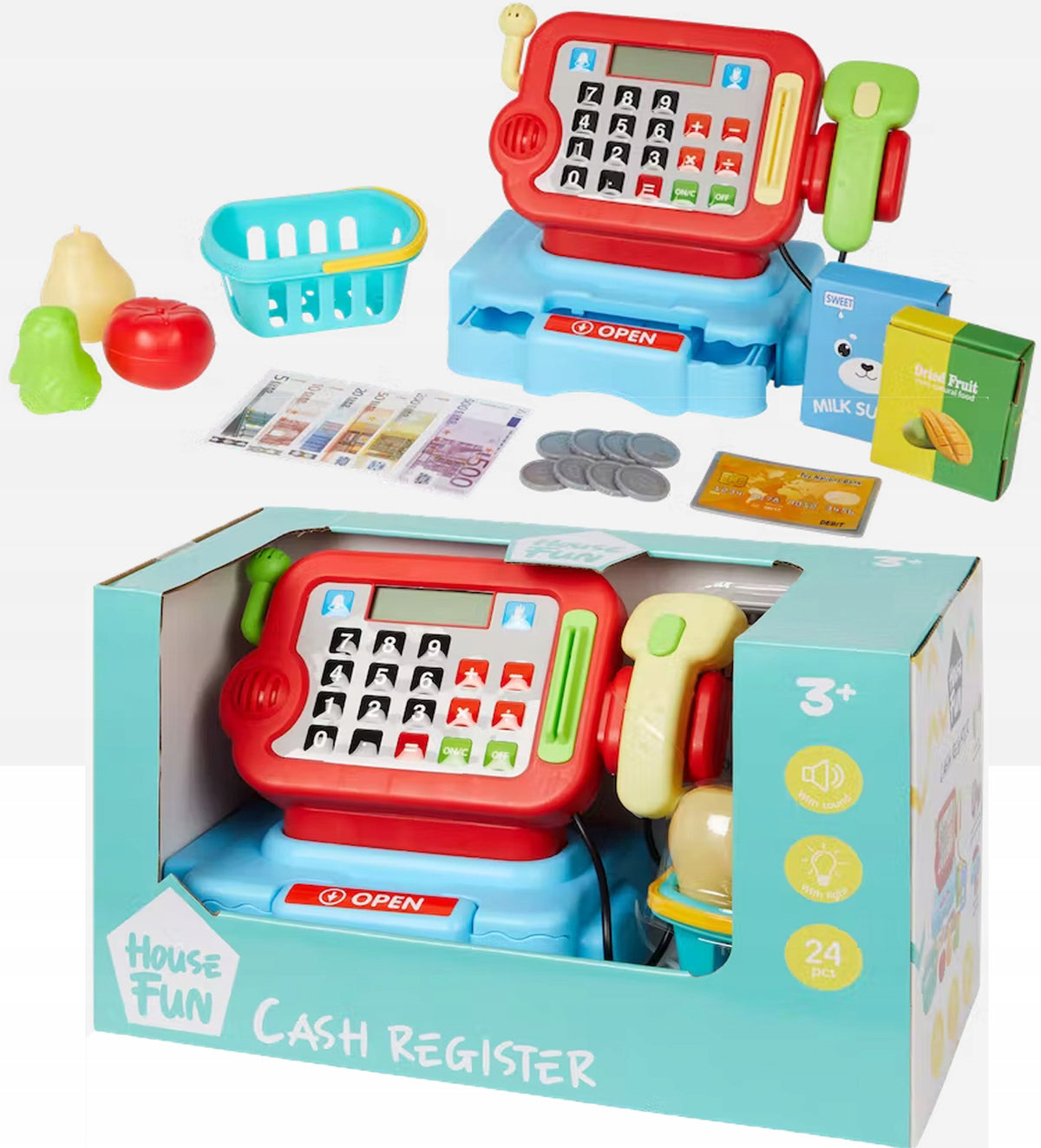 Fun cash register Toy shop Sounds 23 el. Brand no brand