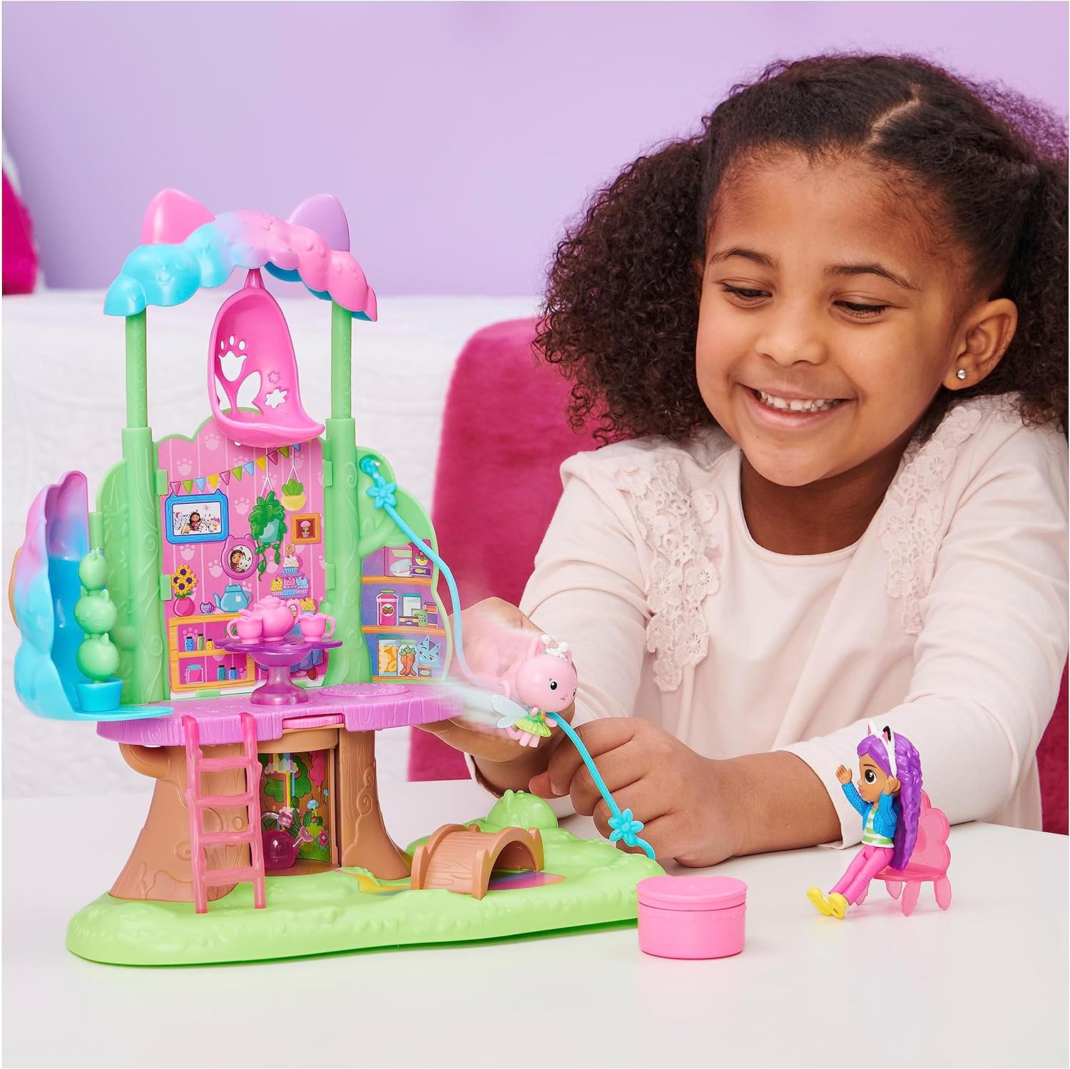 GABI'S CAT HOUSE SET TREE HOUSE WITH SWING FAIRY DOLL FIGURINE Manufacturer code 6061583