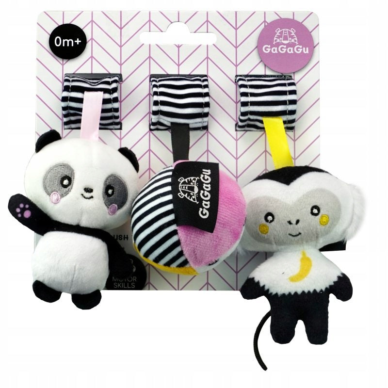 GAGAGU PLUSH HEADBAND PENDANTS 3 pcs panda, ball, monkey for baby +0