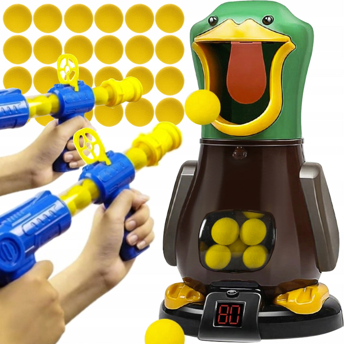 GAME HUNGRY DUCK SHOOTING TARGET LED 2x GUN GIFT BIRTHDAY