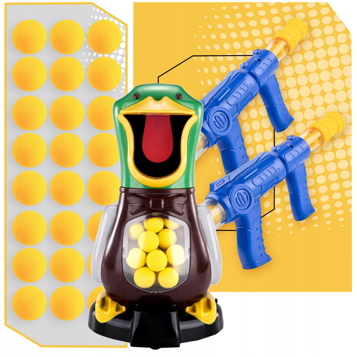 GAME HUNGRY DUCK XXL 2 GUNS BALLS TOY SHOOTING AT THE TARGET CHILDREN Manufacturer code PIS-2 XXL
