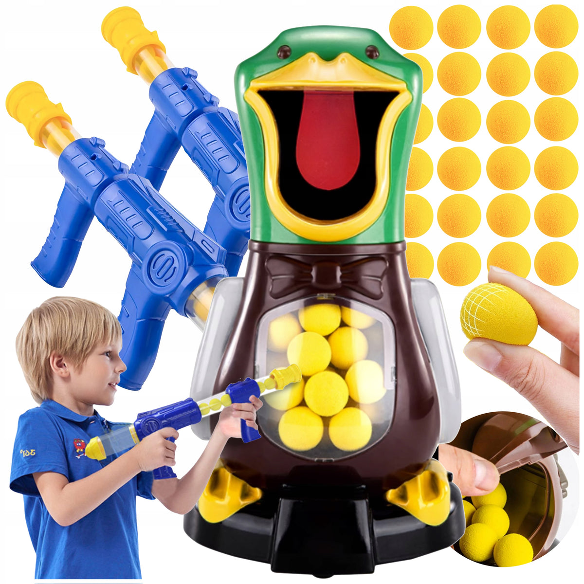 GAME HUNGRY DUCK XXL 2 GUNS BALLS TOY SHOOTING AT THE TARGET CHILDREN
