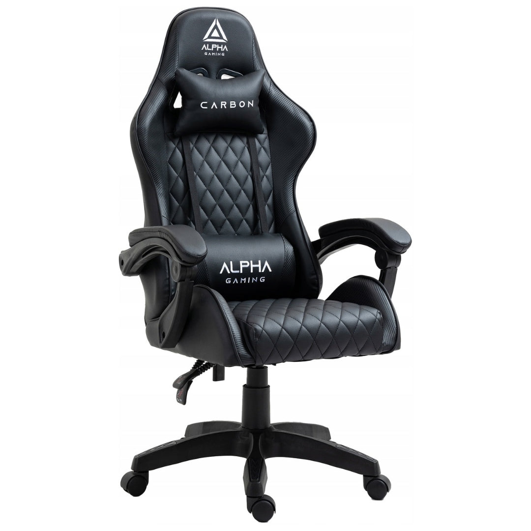 GAMING CHAIR ALPHA OFFICE GAMING CHAIR SWIVEL BUCKET BLACK Manufacturer code FOTEL KUBEŁKOWY OBROTOWY WYGODNY CZARNY