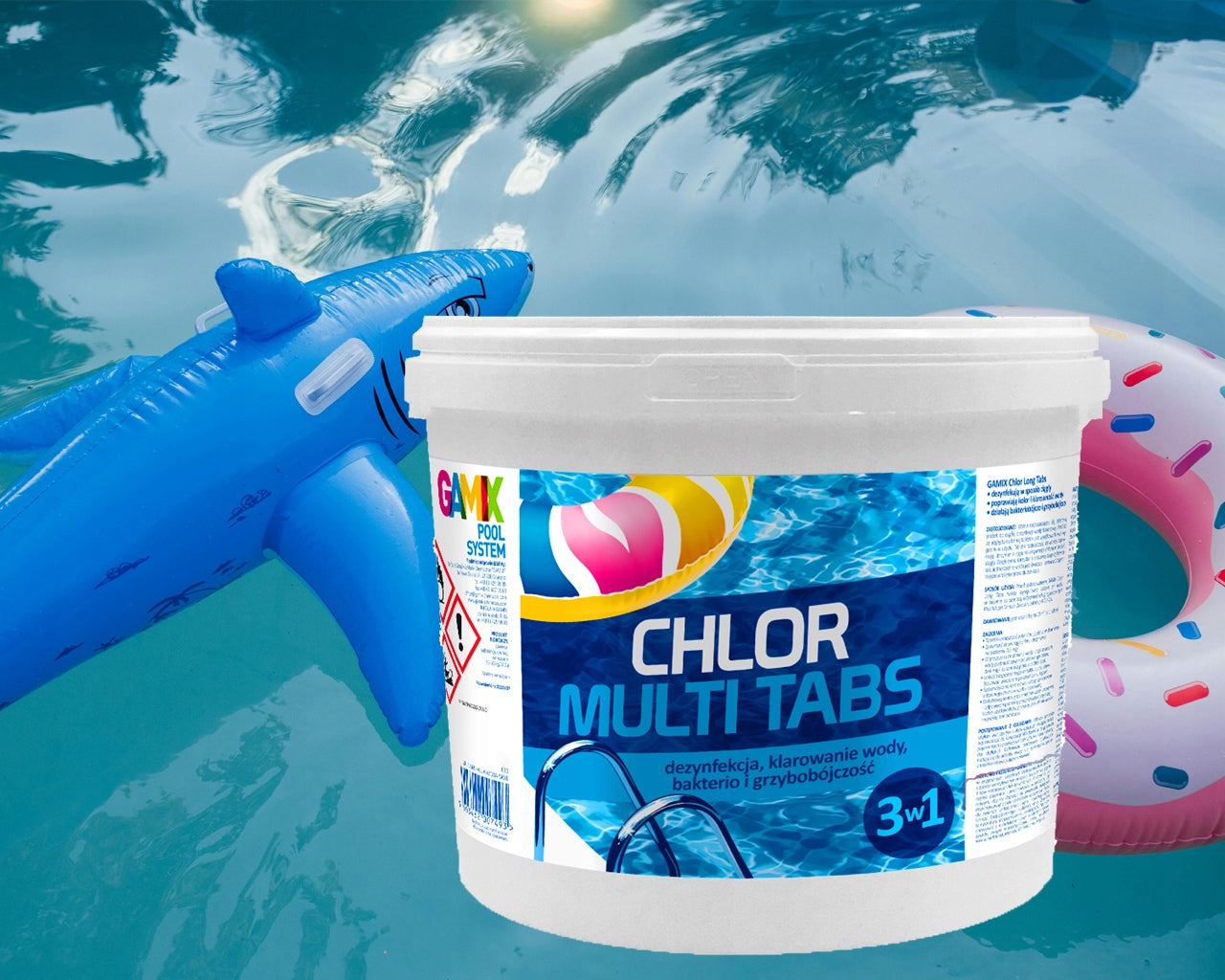 GAMIX BLUE MULTI TABLETS 3in1 CHLORINE FOR SWIMMING POOL BLUE WATER 200g 5kg Brand Gamix