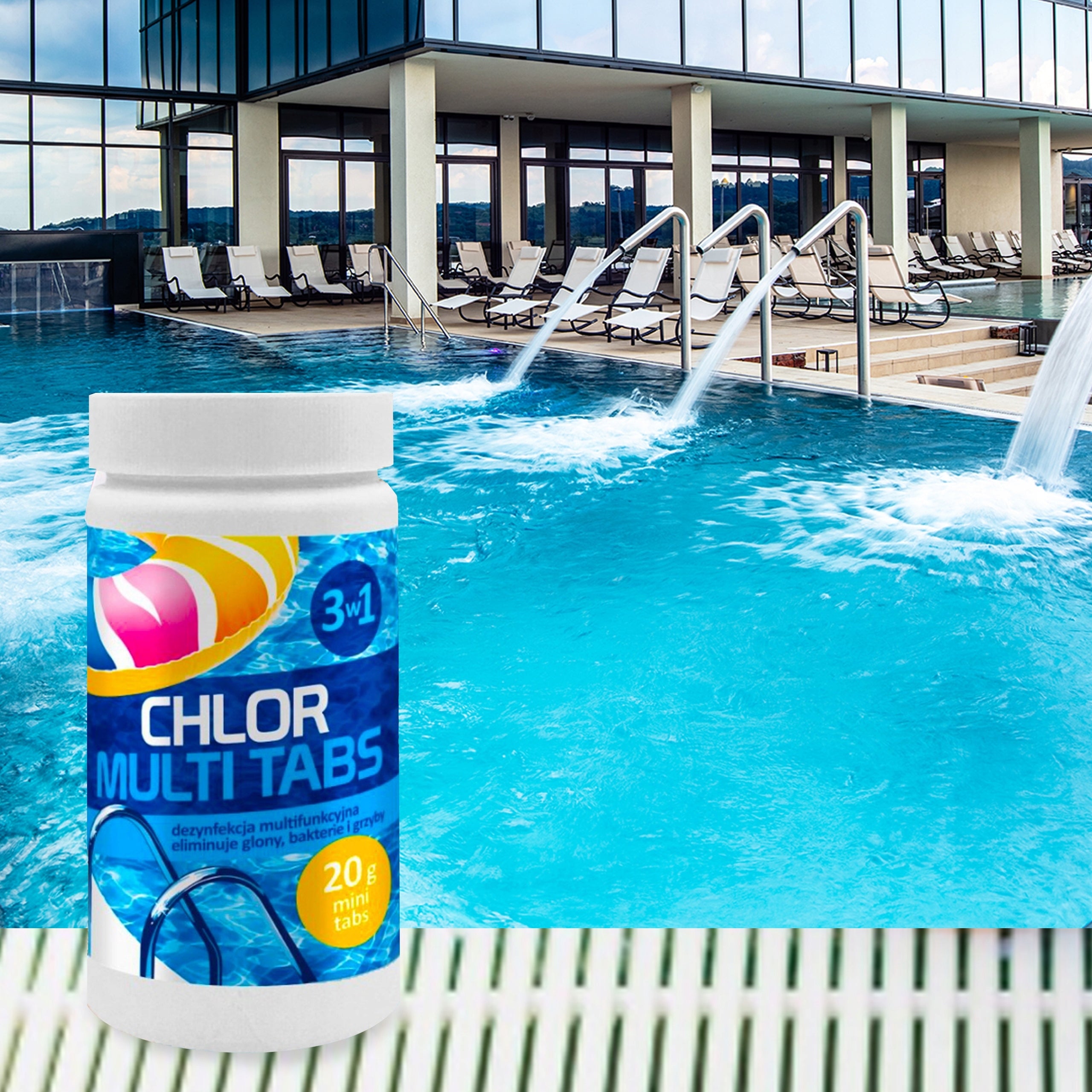 GAMIX CHLORINE MULTI 1KG MINI 20G 3IN1 TABLETS FOR SWIMMING POOL STRONG DISINFECTION Manufacturer code CHLOR DO BASENU TABLETKI + PORADNIK