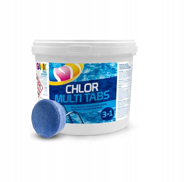 GAMIX CHLORINE MULTI 3KG TABLETS 200G 3IN1 FOR SWIMMING POOL STRONG WATER DISINFECTION Manufacturer code 12345