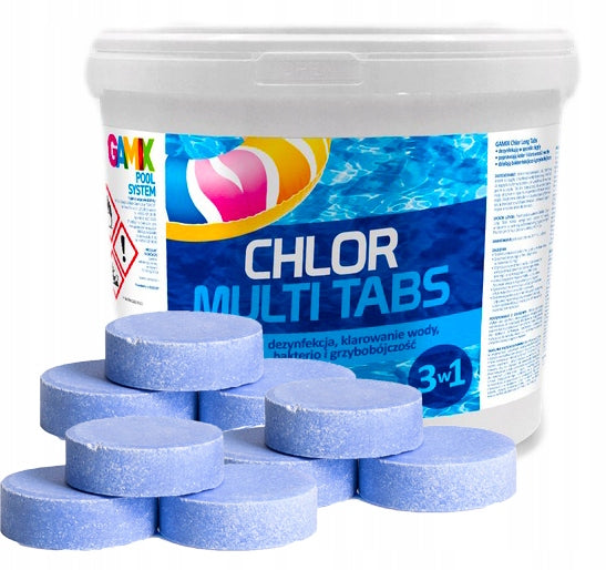 GAMIX CHLORINE MULTI 5KG TABLETS 200G 3IN1 FOR SWIMMING POOL STRONG WATER DISINFECTION Manufacturer code GX MULTI CHLOR 5KG
