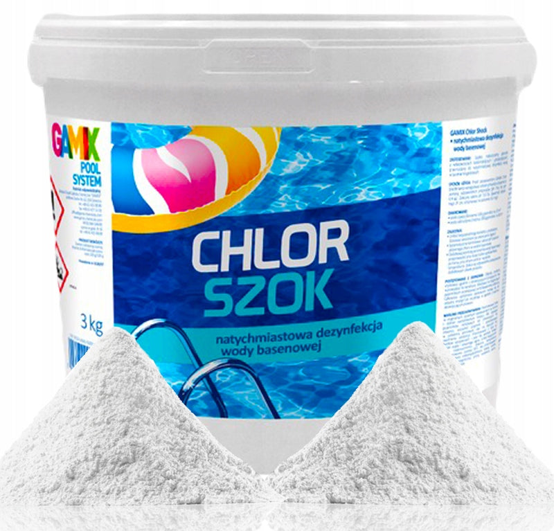 GAMIX CHLORINE SHOCK GRANULES FOR WATER DISINFECTION STRONG POOL CHEMISTRY 3kg