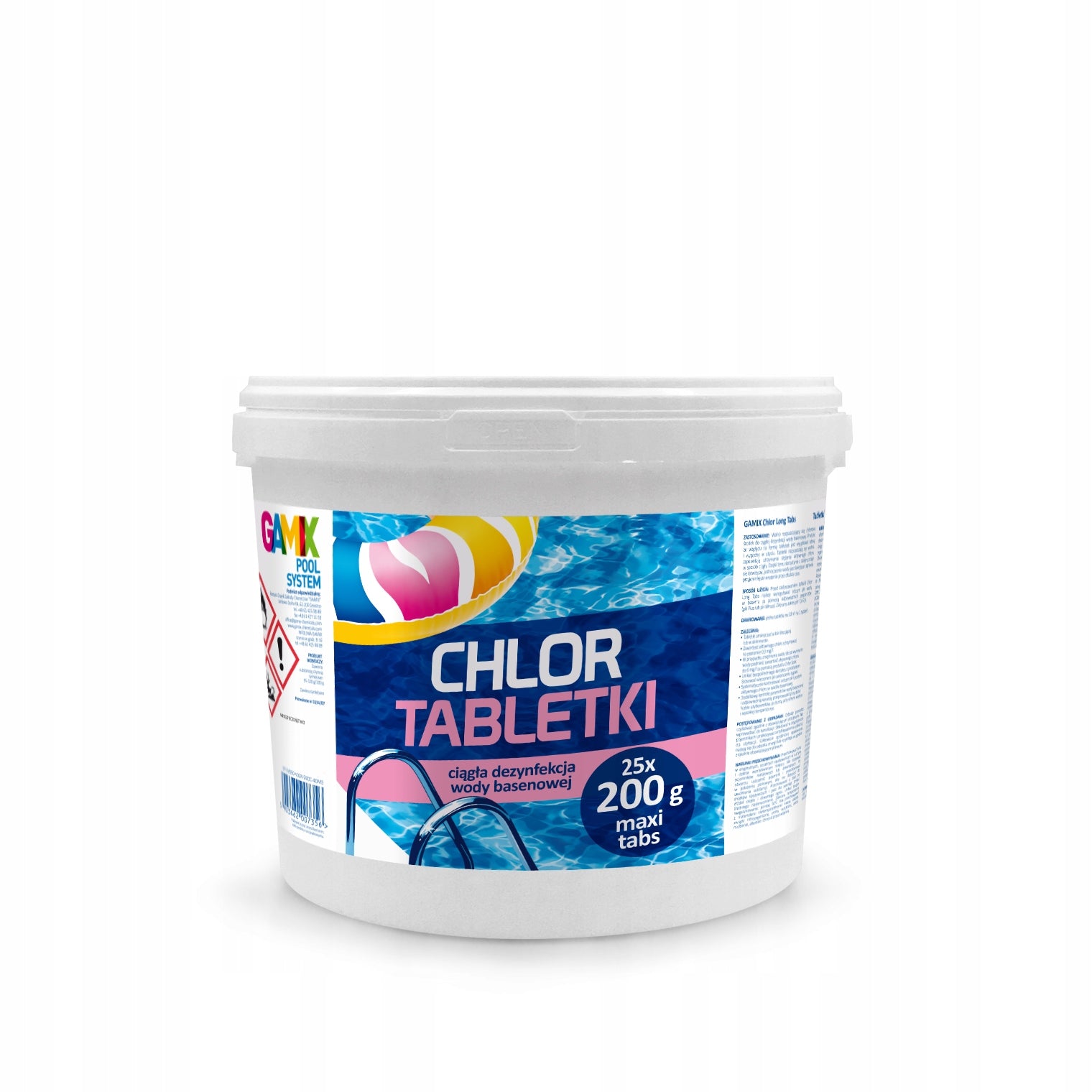 GAMIX CHLORINE TABLETS LONG TABS 200G 5KG POOL CHEMICALS