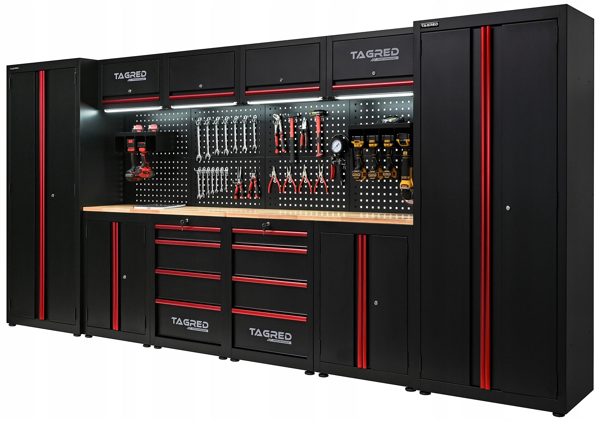 GARAGE FURNITURE TOOL WORKSHOP RACK FOR WORKSHOP MODULES 400CM +LED Manufacturer code TA193CX2 MEBLE SZAFA DO WARSZTATU GARAŻU
