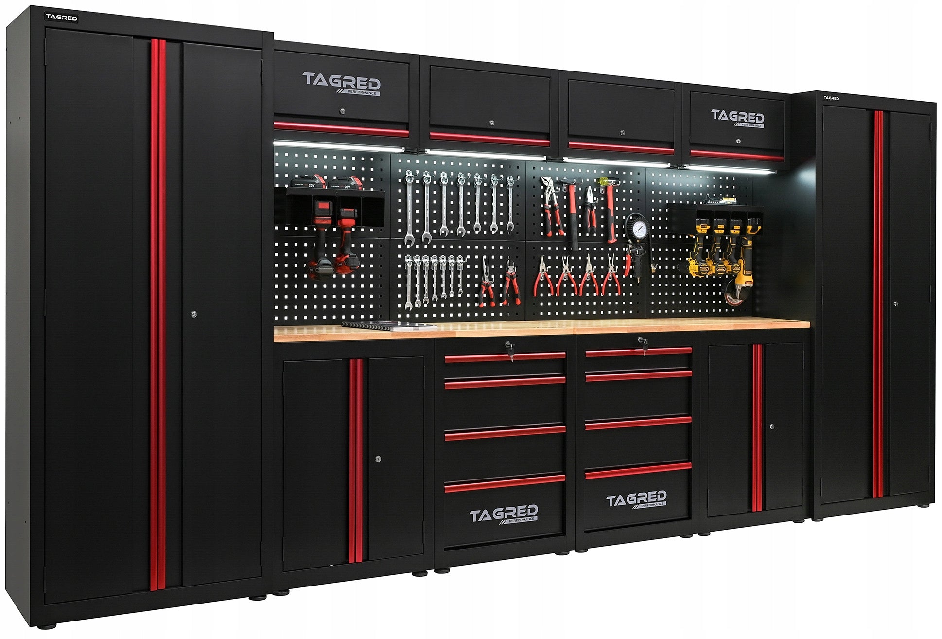 GARAGE FURNITURE TOOL WORKSHOP RACK FOR WORKSHOP MODULES 400CM +LED