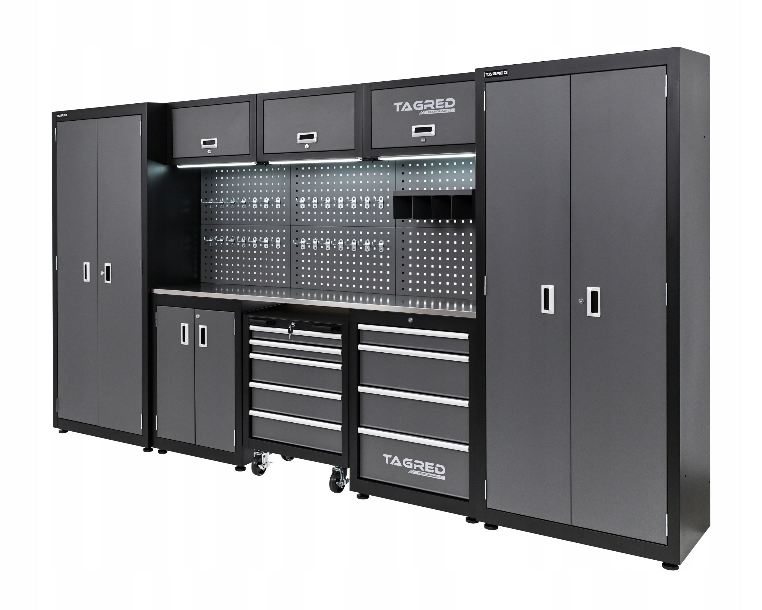 GARAGE FURNITURE WORKSHOP 260CM 2X TOOL CABINET STAINLESS STEEL 3D + LED Manufacturer code TA1981TA198H WÓZEK NARZĘDZIOWY WARSZTATOWY