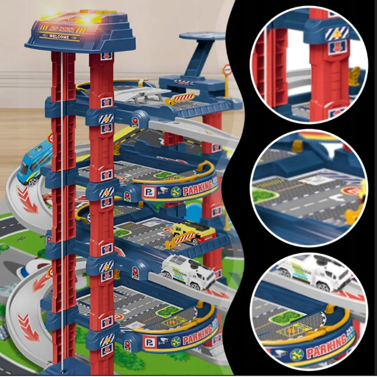 GARAGE PARKING LARGE FOR CHILDREN 4 LEVELS ELECTRIC ELEVATOR CAR SLIDE Packaging status original