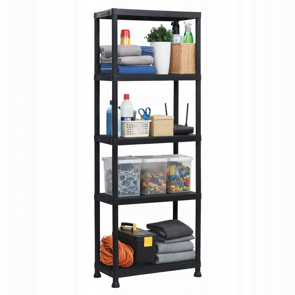 GARAGE PLASTIC STORAGE RACK FOR PANTRY OFFICE BASEMENT 5 SHELVES