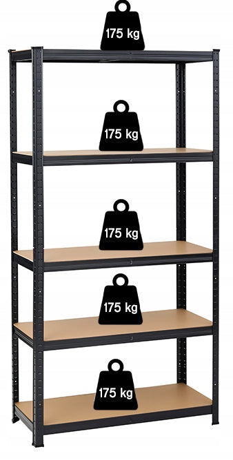 GARAGE RACK METAL STORAGE STRONG BLACK 875kg 5 SHELVES 180x90x40cm Manufacturer code KLT20CP