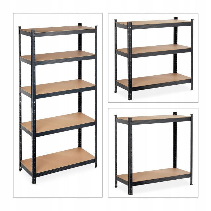 GARAGE SHELVING UNIT METAL GALVANIZED 180x90x40cm 875kg BLACK