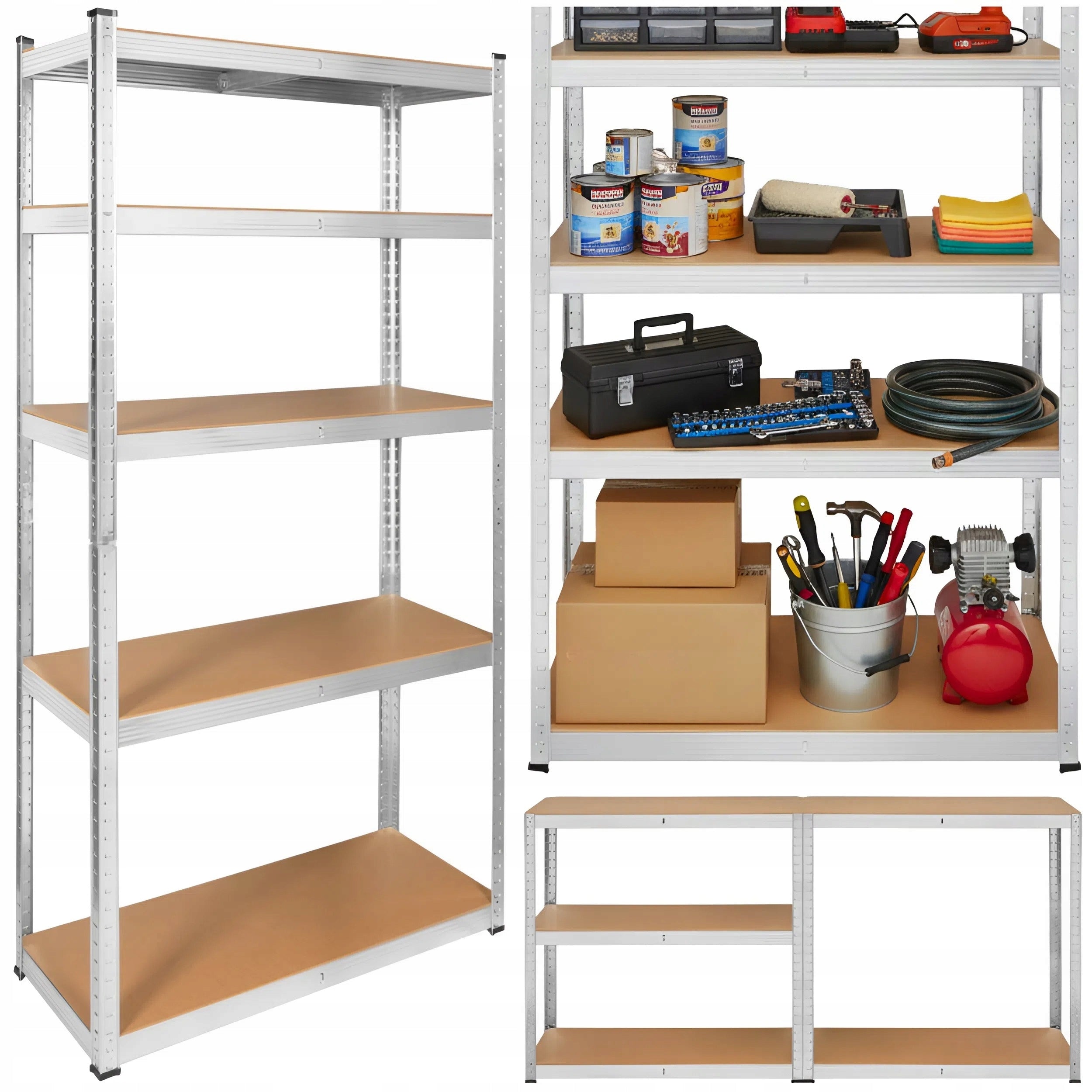 GARAGE STORAGE METAL RACK 205x120x45cm 5 SHELVES OF 200 KG LIFTING CAPACITY