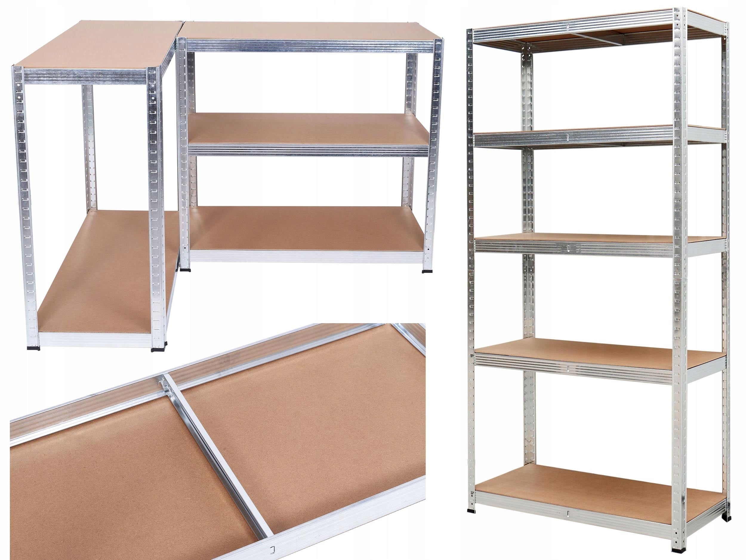 GARAGE STORAGE RACK METAL WORKSHOP GALVANIZED 2IN1 MDF 150cm 625kg