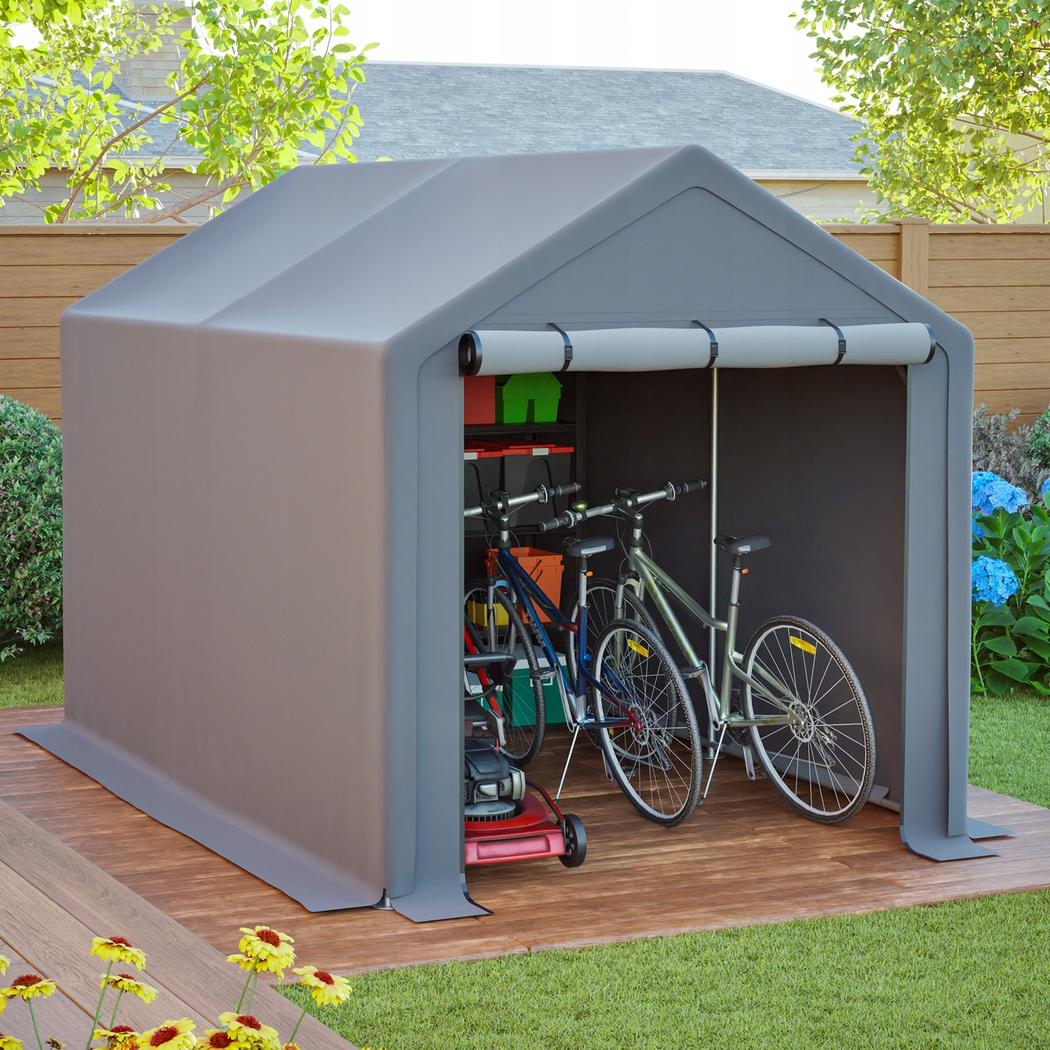GARAGE TENT 296X190X200CM GARDEN TENT UV GREY FOR MOTORCYCLE BICYCLES Packaging status original