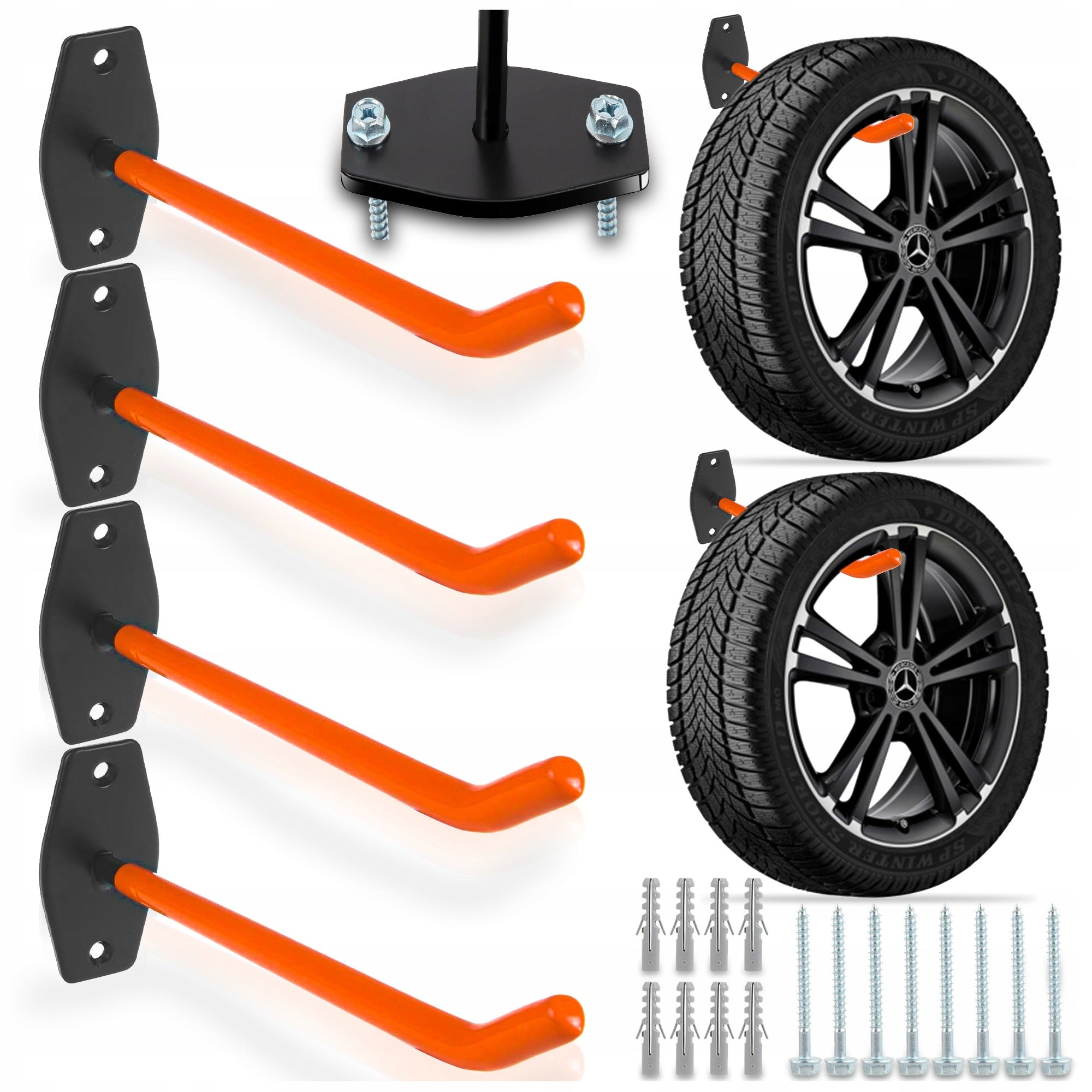 GARAGE WALL MOUNTS 4PCS TIRE HANGERS BICYCLE TOOLS HOOKS 60 KG
