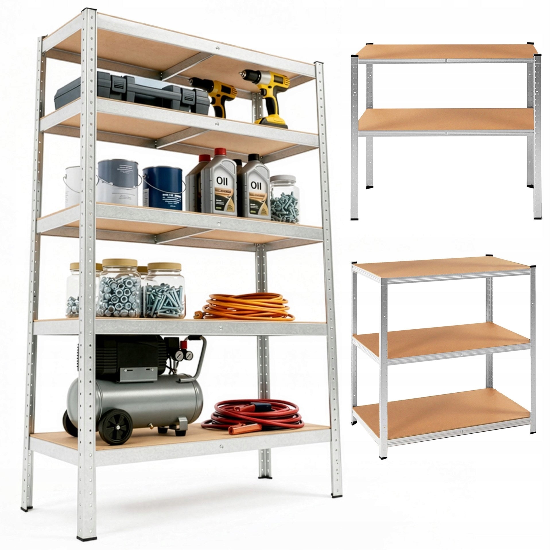 GARAGE WAREHOUSE METAL RACK WITH MDF SHELVES 180x90x30cm