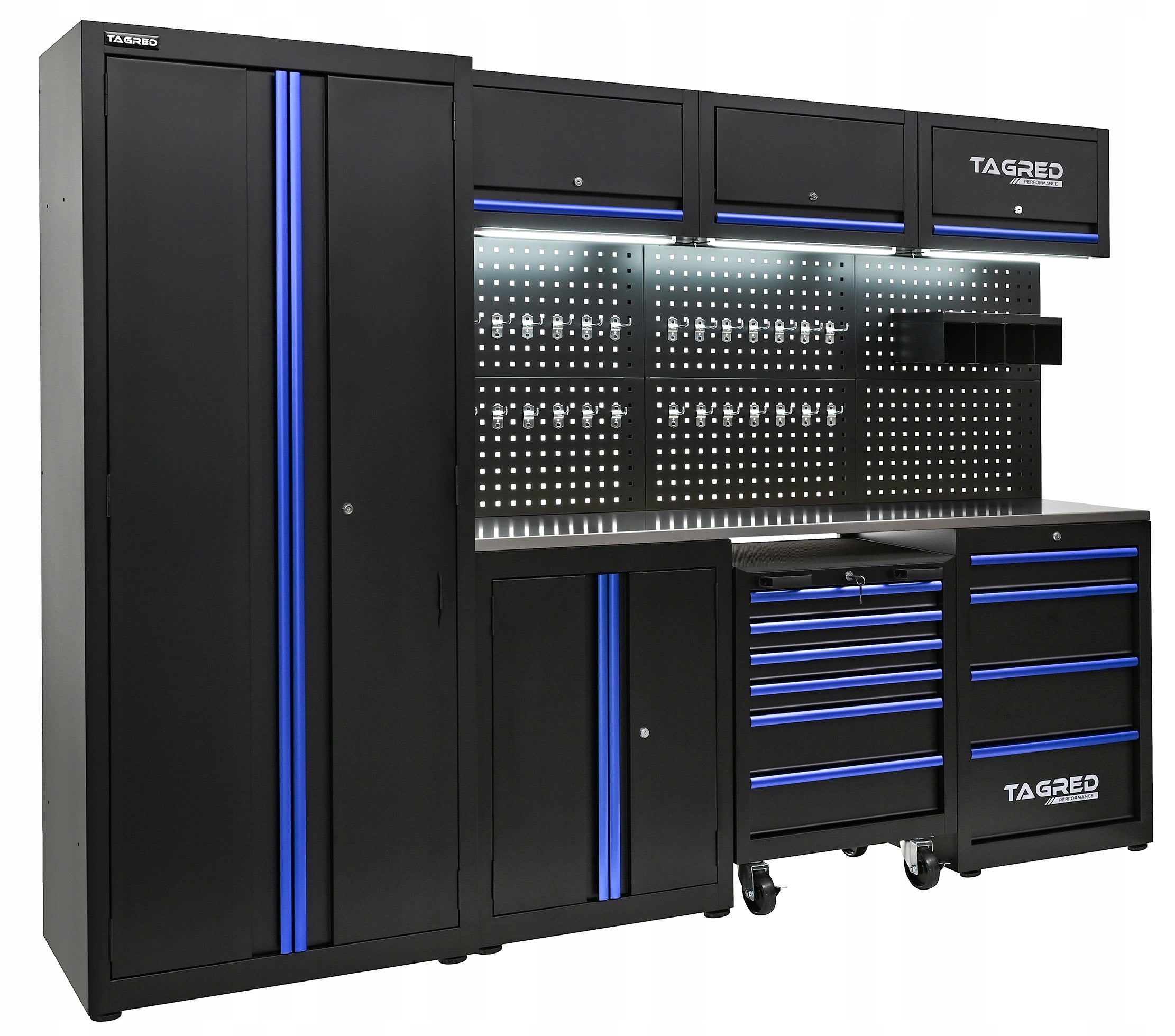 GARAGE WORKSHOP FURNITURE 8 MODULES TOOL CABINET LED COUNTERTOP 3D + SET Brand Tagred
