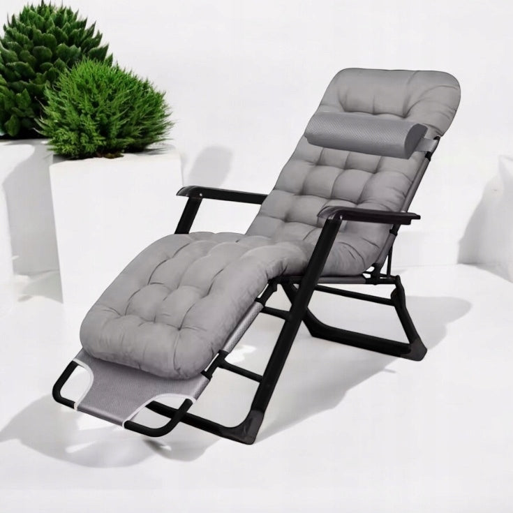 GARDEN BEACH CHAIR CUSHION FOLDING COMFORTABLE GREY IDEAL GARDEN Brand no brand