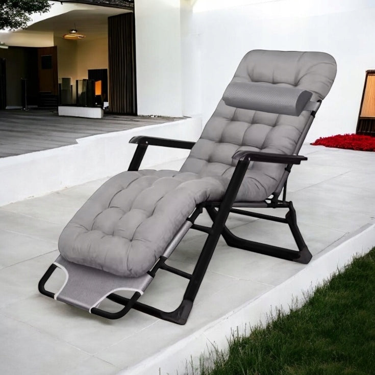 GARDEN BEACH CHAIR CUSHION FOLDING COMFORTABLE GREY IDEAL GARDEN Manufacturer code LEŻAK DC01-BK-GR
