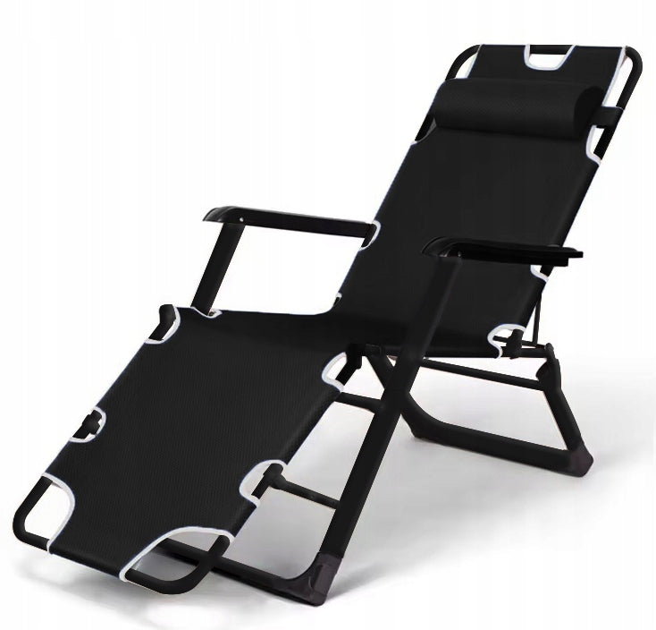 GARDEN BEACH CHAIR DC01-BK-BK PILLOW FOLDING COMFORTABLE BLACK Frame material metal