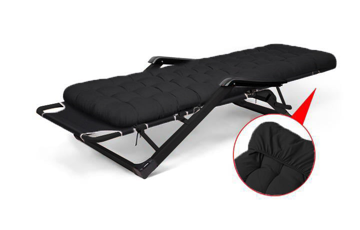 GARDEN BEACH CHAIR DC01-BK-BK PILLOW FOLDING COMFORTABLE BLACK Kind sunbed