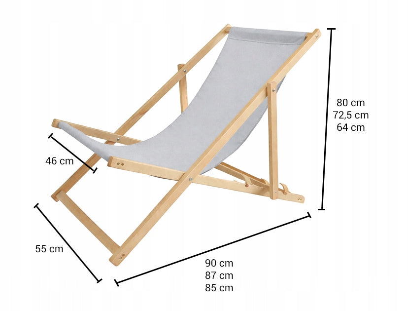 GARDEN BEACH CHAIR WOODEN FOLDING STRONG WOODOK LIGHT GRAY FABRIC Frame material wood