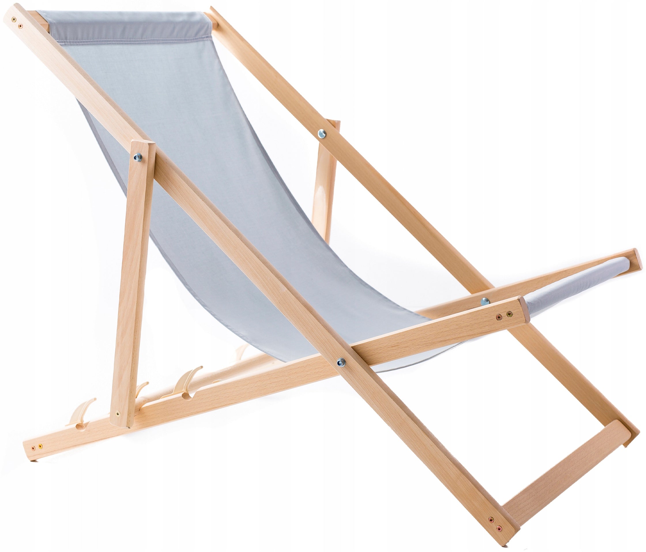 GARDEN BEACH CHAIR WOODEN FOLDING STRONG WOODOK LIGHT GRAY FABRIC